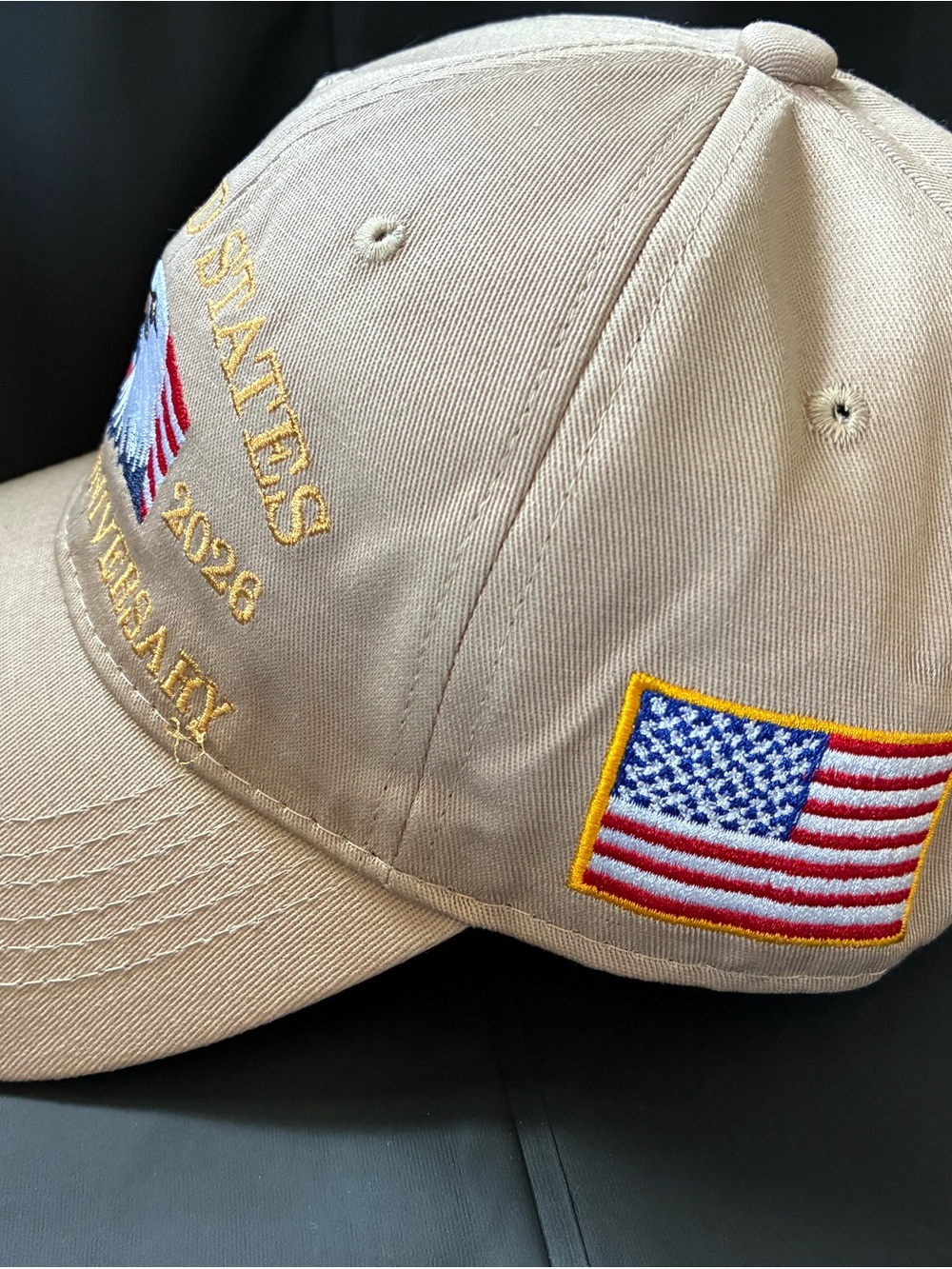 Tan Embroidered Eagle Baseball Cap - United States 250th Anniversary - Picture 2 of 3